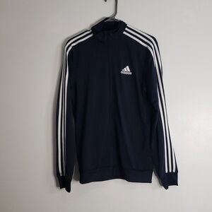 Adidas NWT blue zip up with white stripes S 18"